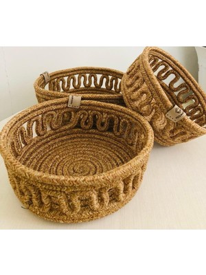 Jüt Sepet Hasır Organizer Ekmeklik Mutfak Sepeti Meyve Sepeti 3 Lü Set