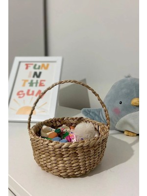 Çok Amaçlı Mini Kulplu Hasır Sepet