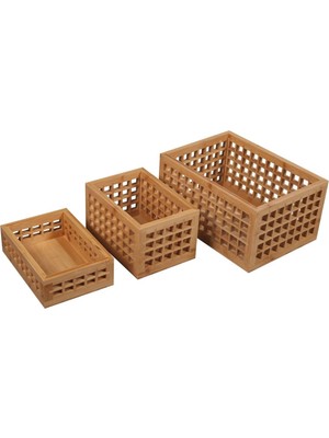 3 Lü Stil Kare Bölme Desenli Retro Düzenleyici Organizer Sepet