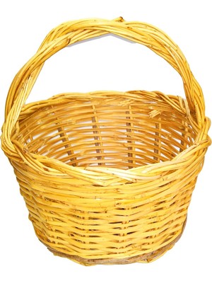 Balkon,mantar,meyve,hediye Yumurta Sepeti 35X34X20 Cmm - Doğal El Örmesi Saplı