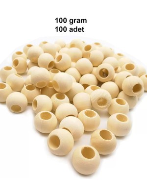 Costurera 100 Gr (100 Adet) Ahşap Boncuk 15 Mm Çap X 10 Mm Delik Doğal Yuvarlak Ahşap Makrome El Işi Çanta