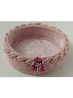 Yuvarlak Örgü Sepet Organizer Hediyelik Bohçalık Çeyizlik