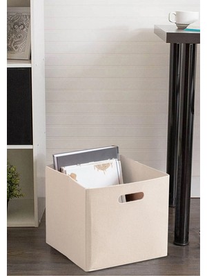 Krem Çok Amaçlı Keçe Organizer Sepet Dolap Içi Düzenleyici -Tekli // 24 x 24 cm