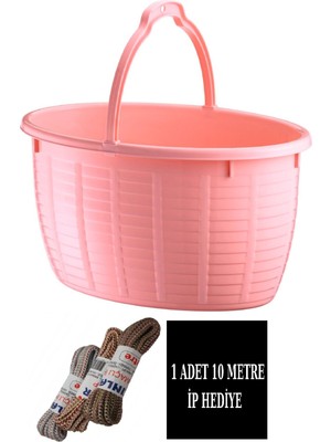 Balkon Sepeti 14,5 Lt Oval + 1 Adet 10 mt Ip Hediye  Ölçü =41,5*29*19,5 cm Bakkal Sepeti