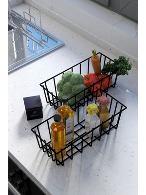 2'li Dikdörtgen Lüks Sepet Mutfak Düzenleyici Banyo Organizer Tel Sepet metal organizer meyve sepet
