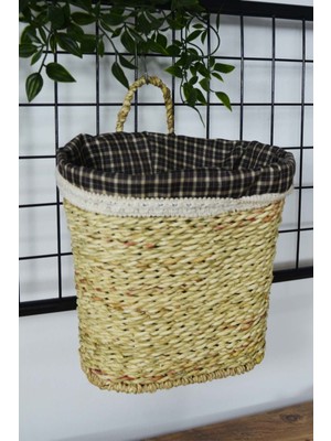 Hasır Kapı Sepeti Oval Krem