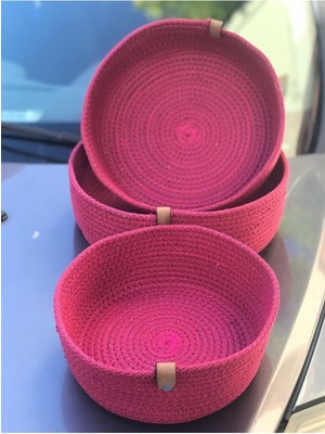 3lü Jüt Hasır Sepet Takımı El Dokuma Çok Amaçlı Sepet Banyo ve Mutfak Organizeri