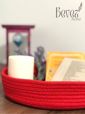 Jüt Hasır Sepet ,el Dokuma, Çok Amaçlı Sepet, Banyo ve Mutfak Organizeri Kırmızı 30X7