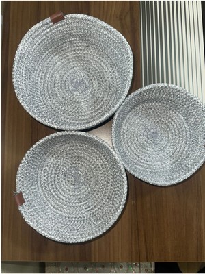 Std Hasır Sepet El Yapımı 3lü Banyo Organizeri Çok Amaçlı Klasik