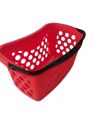 Fasulye Tipi Plastik Alışveriş Sepeti - Market El Sepeti Kırmızı