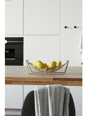 Metal Kase Meyve Sepeti Meyvelik Altın Sarı MG307