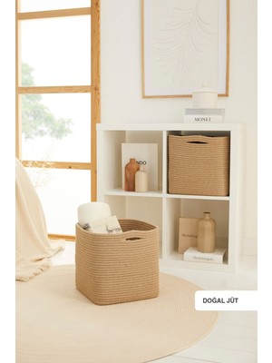 Jüt Dolap Içi Çamaşır Oyuncak Düzenleyici Pamuklu Saklama Sepeti Organizer 30X30X30