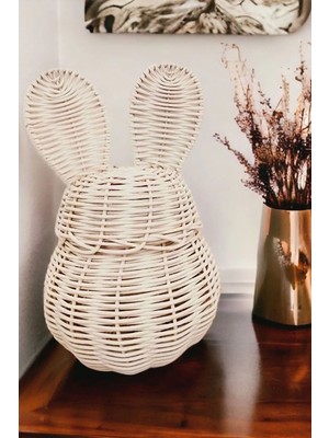 Rattan Bambu Hasır Tavşan Kulaklı Sepet