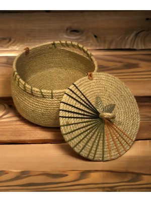 Hasır Sepet, Jüt Ip Kapaklı Sepet, Dekoratif Saklama Kutusu