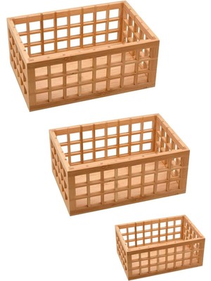 3'lü Bambu Kafes Çok Amaçlı Sepet- Organizer