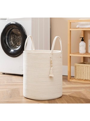 Ekru Beyaz Sepet Dekoratif Sepet Düzenleyici Oyuncak Sepeti