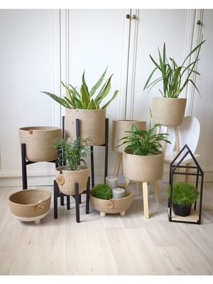 8li Hasır Sepet Set Dekoratif Organizer Sepet Saksılık Battaniye Sepeti Ayaklıklar Dahil Değil