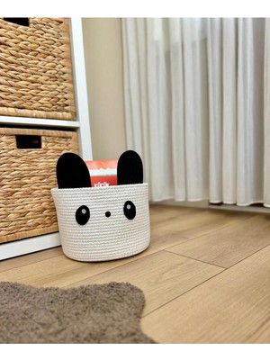 Dekoratif Panda Oyuncak Sepeti - Düzenleyici Sepet - Çocuk Odası Organizer - Sepeti