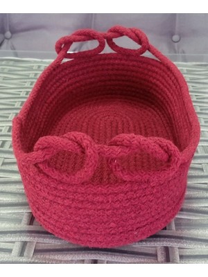 Ev Banyo Hasır Düğüm Sepet Bordo Jüt Kordob Halat Ip Düzenleyici