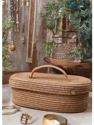 , Kapaklı Jüt / Hasır, Sepet, Organizer, Düzenleyici, Mutfak Sepeti Dekoratif