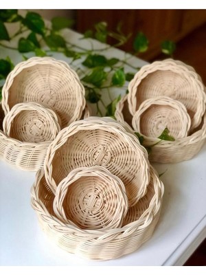 3’lü Rattan Bambu Hasır Sepet, Saksı, Düzenleyici Organizer