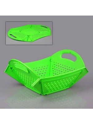 Katlanabilir Süzgeçli Meyve Sepeti Tabağı Pratik 2 Fonksiyonlu Meyve Sebze Süzgeci Sepet Ekmeklik