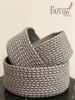 Jüt Hasır Sepet ,el Dokuma, Çok Amaçlı Sepet, Banyo ve Mutfak Organizeri 3 Lü Yuvarlak Siyah Gri