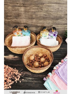 Nergis Hasır 3 Lü Sepet Saklama Kutusu Sepet Takımı Organizer Mutfak Banyo Düzenleyicisi