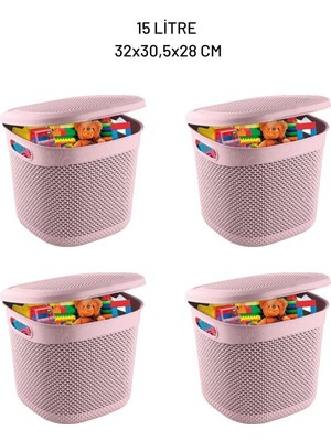 Oyuncak Sepeti & Çok Amaçlı Kapaklı Sepet 15 Litre x 4 Adet