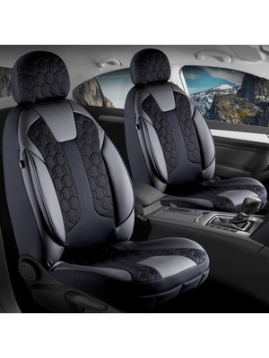Auto Good Store opel Corsa D Uyumlu Lüx Deri Detaylı Oto Koltuk Kılıfı Ön Arka Takım Venüs Tam Siyah Auto Good Store