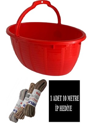 Balkon Sepeti 14,5 Lt Oval + 1 Adet 10 mt Ip Hediye  Ölçü =41,5*29*19,5 cm Bakkal Sepeti Yeni