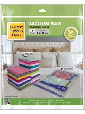 Bag 3 Adet Xlarge Beden Vakumlu Poşet 55X90 cm
