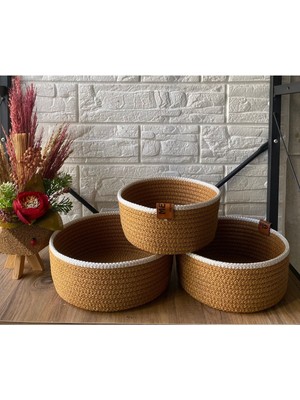 Hasır Sepet 3lü El Yapımı Organizer Banyo Organizeri Çok Amaçlı Düzenleyici