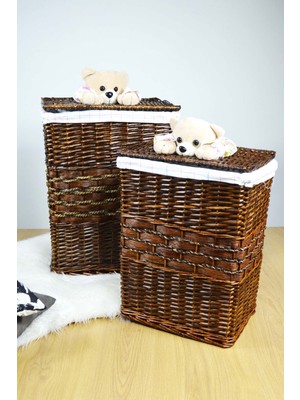 Peluş Ayıcıklı Oyuncak Sepeti Kahverengi Dikdörtgen - LW23-308