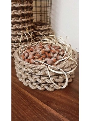 Hasır Tel Mini Dekoratif Sepet 20 cm Kurdeleli