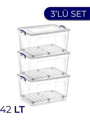 3lü 42 Lt Clear Box Saklama Kutusu