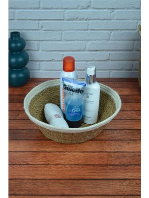 Liv - Dekoratif Doğal El Örmesi Hasır, Çok Amaçlı Sepet, Banyo ve Mutfak Organizer