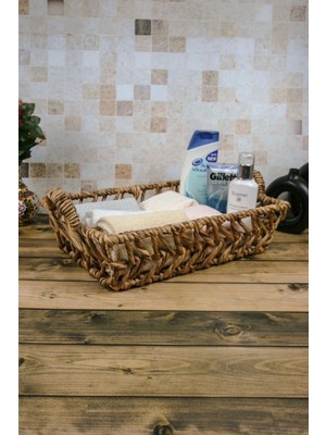Mette - Dekoratif Doğal El Örgüsü Sepet, Meyvelik, Havluluk, Ekmek Sepeti, Banyo Organizer 47 cm