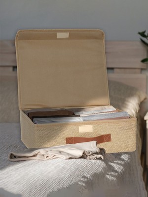 Jüt Kapaklı Kutu Çok Amaçlı Çekmece Içi Düzenleyici 30X23X11