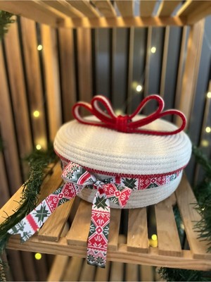 Doğal Pamuk Ip Fiyonk Fonksiyonel Kapaklı Sepet