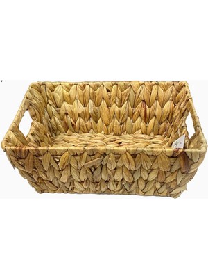 Doğal Malzeme Dikdörtgen Örgü Saklama ve Dekoratif Hasır Sepet - Çok Amaçlı Kullanım