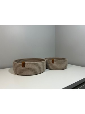 El Yapımı Pamuk Ipten 2 Li Sepet Seti | Dekoratif Sepetler | Mutfak, Banyo ve Sofra 2 Li Sepet