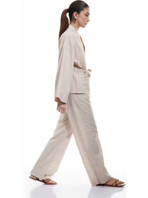 Koton Pamuklu Cepli Fistolu Brodeli Düz Bol Paça Pantolon