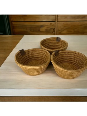 3 Lü Sunum Çerez Takımı Jüt Hasır Sunum Kabı