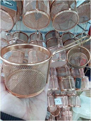 Patates Kızartması Sunum Sepeti Bakır