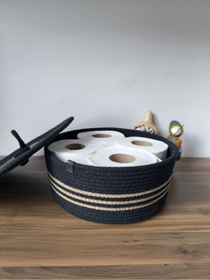 Tekli / Kapaklı Dekoratif Sepet - Çok Amaçlı Saklama Kutusu - Ekmek Sepeti