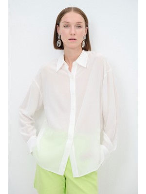 Adl Önü Düğmeli Ipek Gömlek Kemik 13044964000