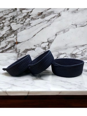 Fiyonklu Çok Amaçlı 3lü Sepet, Jüt Ip Örme Sepet, Dekoratif Sepet Set,