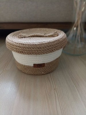 Çok Amaçlı Düzenleyici Hasır Ip Sepet Kapaklı Hasır Sepet