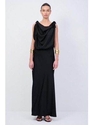 Love My Body Moda Tutkusu Bağlama Detaylı Elbise Siyah 124M2151003